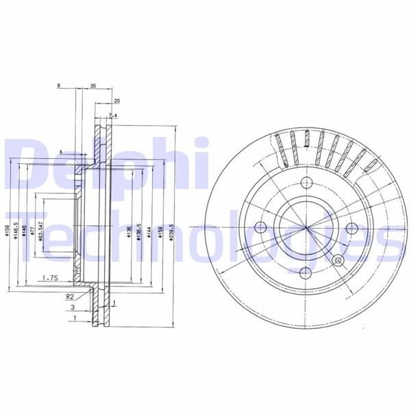 DELPHI BG2440 FREN DİSKİ ÖN FORD FİESTA-ESCORT 91> DIŞ ÇAP: 240mm - Görsel 1