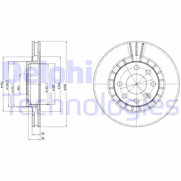 DELPHI BG2443 ÖN FREN AYNASI ASTRA F-VECTRA A-B-CALIBRA A-KADETT E-ASCONA C-LANOS 97 >CIELO 256x24x4DLxHAVALI 90487402-93182282-93182304 - Görsel 1