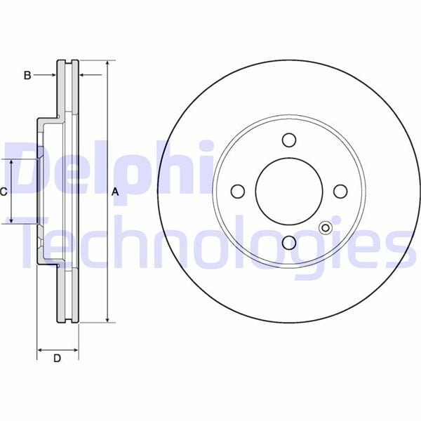 DELPHI BG2455 ÖN FREN AYNASI POLO 88-97 CADDY 95-04 GOLFIII-IV-CORDOBA 94-02 IBIZA93-02-INCA 256x19.9x4DLxHAVALI 6N0615301D - Görsel 1