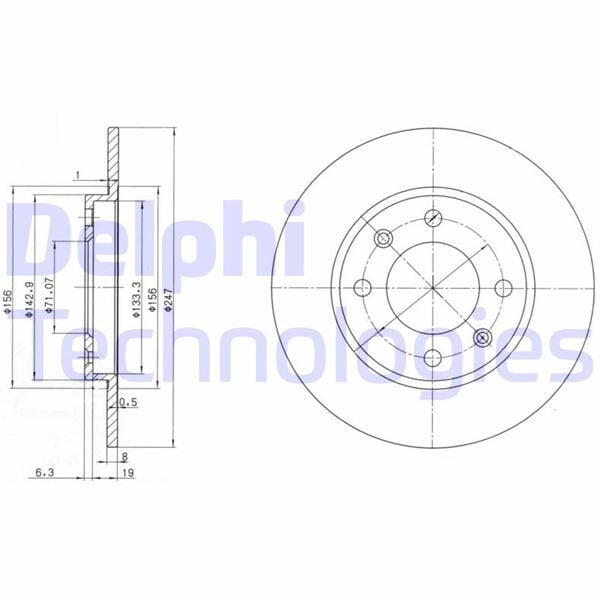 DELPHI BG2800 ARKA FREN AYNASI P106 SAXO 1.6i.1.6i GTI 96 > 206 98 > 306 97-01 XSARA 97 > 247x8x4DL - Görsel 1