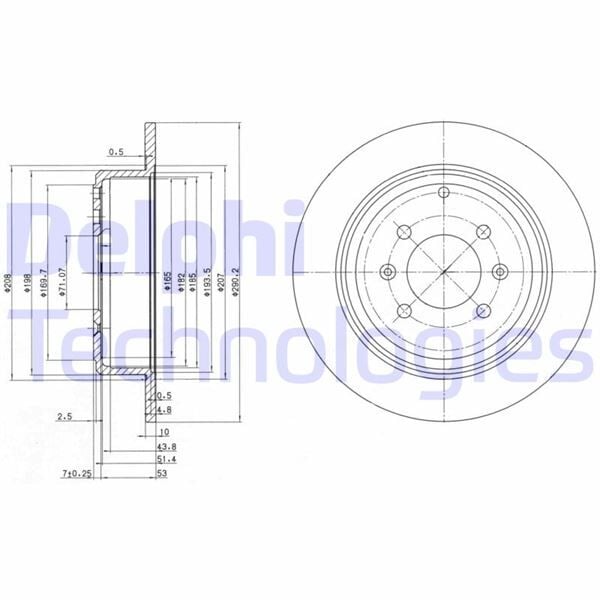 DELPHI BG2873 ARKA FREN AYNASI P406 1.6-1.8-16V-1.9-1.9TD-2.0 95/12.04 280x10x4DL - Görsel 1