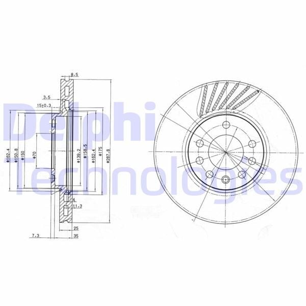 DELPHI BG3142 ÖN FREN AYNASI VECTRA B 96 > 02 SAAB 9-2/9-3 93>03 288x25x7DLxHAVALI 32025723-569357-93182306 - Görsel 1