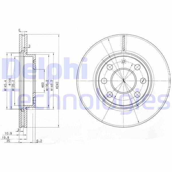 DELPHI BG3568 ÖN FREN AYNASI CORSA C 1.0-1.2 16V 01>11 ABS Lİ 240x20x4DLxHAVALI - Görsel 1