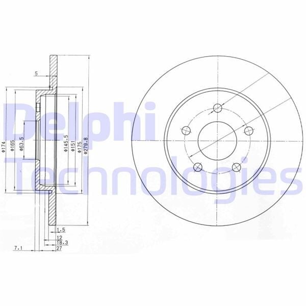 DELPHI BG3663C ARKA FREN AYNASI MONDEO III 1.8-2.0-2.2 11.00/08.07 JAGUAR XTYPE 06.01> 280X12X5DL ÇİFTLİ PAKET - Görsel 1