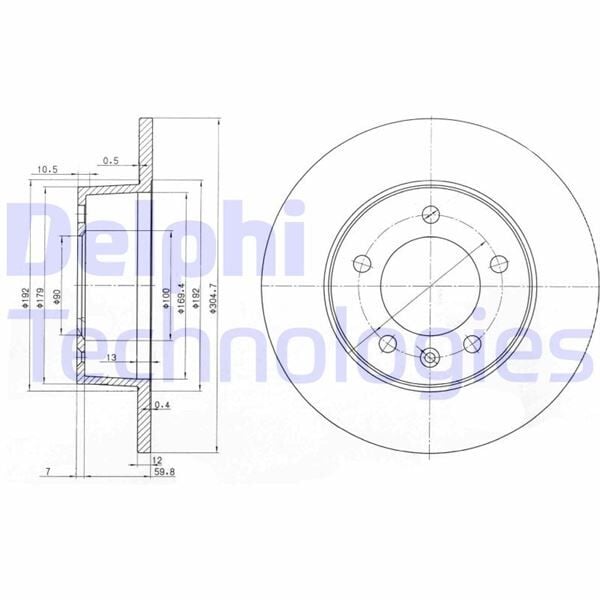 DELPHI BG3681 ARKA FREN AYNASI RENAULT MASTER II 00> OPEL MOVANO 00> 305x12x5DL - Görsel 1