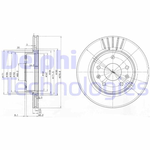 DELPHI BG3702C FREN DISKI ON LAND ROVER FREELANDER I L314 98>06 - Görsel 1