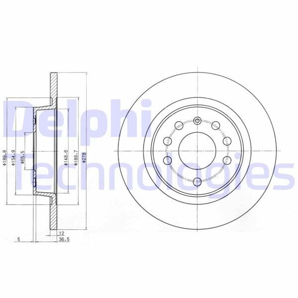DELPHI BG3731C ARKA FREN AYNASI VECTRA C 02> SIGNUM 03> SAAB 9.3 02> CROMA 05> 278x12x5DL DOLU - Görsel 1