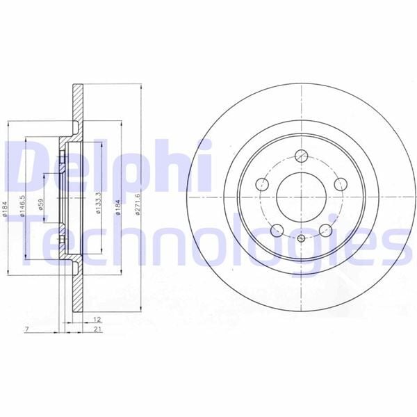 DELPHI BG3741 ARKA FREN AYNASI P807 2.0-2.2HDI 02> C8 2.0HDİ 2.2HDİ 02> ULYSSE 02> 272x12x5DL - Görsel 1
