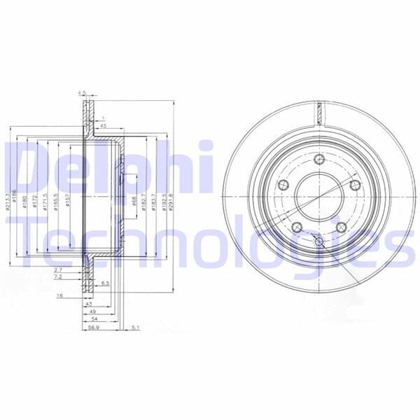 DELPHI BG3765C ARKA FREN DİSKİ HAVA KANALLI NISSAN QASHQAI 1.5L Dci K9K dizel J10DE 06-13 / X-TRAIL 2.0L QR20 M9R T30 T31 01-13 / RENAULT KOLEOS 08> KOLEOS II 16> 292 çap x 5 bijon - Takım disk fiyatıdır - Görsel 1