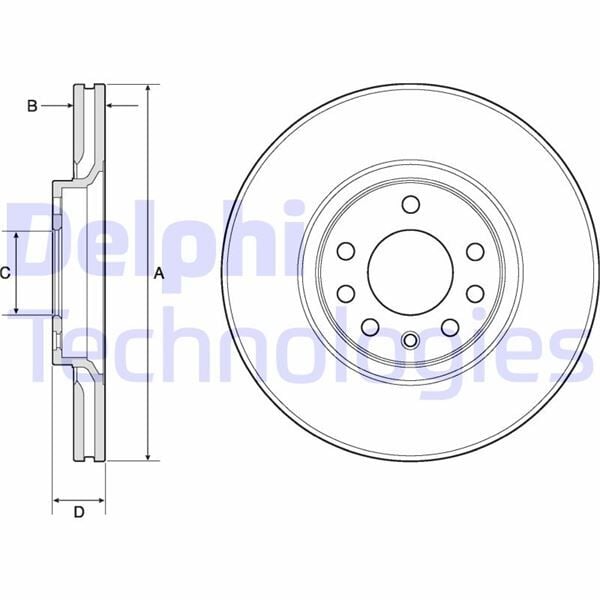 DELPHI BG3770C ÖN FREN AYNASI ASTRA H-ZAFIRA B-MERIVA A-B-CORSA D-E-ADAM-ASTRA G-VECTRA B 308x25x5DLxHAVALI 16 İNÇ - Görsel 1