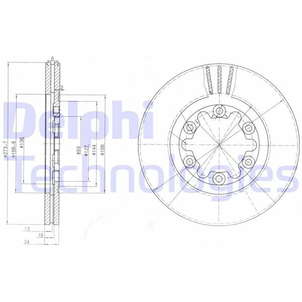 DELPHI BG3809 FREN DİSKİ ÖN FORD RANGER 98> 4x4 ÇAP: 274mm - Görsel 1