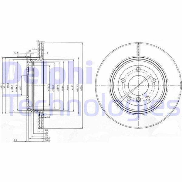 DELPHI BG3872 FREN DISKI ARKA BMW E60 E61 E63 E64 - Görsel 1