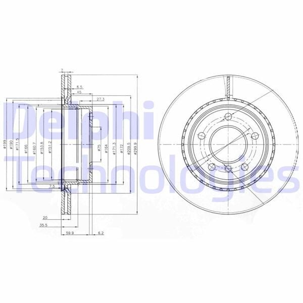 DELPHI BG3901C FREN DISKI ARKA BMW F20 F21 F22 F23 E90 E91 E92 E93 F30 F31 F32 E81 E87 - Görsel 1