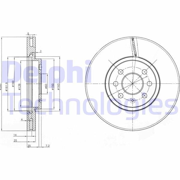 DELPHI BG3989 ÖN FREN AYNASI ASTRA H 1.4-1.6 04>MERIVA 1.6 03>COMBO 1.3 CDTİ 4.05> 280x25x4DLxHAVALI 569067-95526653-95526654-93197712 - Görsel 1
