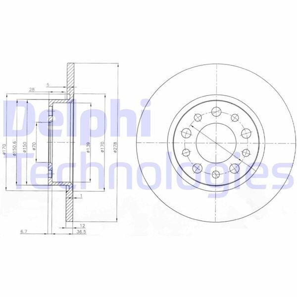 DELPHI BG3994 ARKA FREN AYNASI ALFA ROMEO 159 05> GIULIETTA 10> SPIDER 06> FIAT 500 X 14> JEEP RENEGADE 14> COMPASS 16> 278x12x43 - Görsel 1