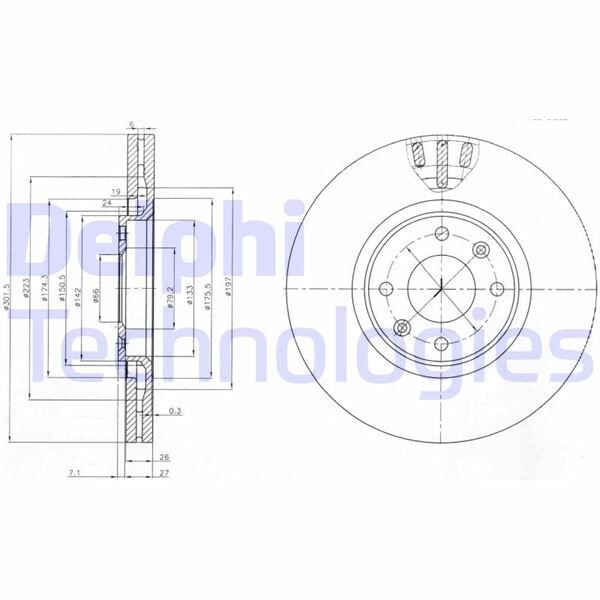 DELPHI BG4002 ÖN FREN AYNASI CORSA F e 19> MOKKA e 20> P208-e 19> P2008 19> P307 02> P3008 09> C4-e 20> DS3 18> 302x34x4DL HAVALI - Görsel 1