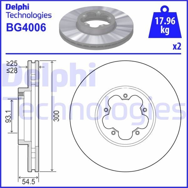 DELPHI BG4006 ON FREN DISK AYNA TRANSIT V348 06> A.CEKER OLCU 300 28 - Görsel 1