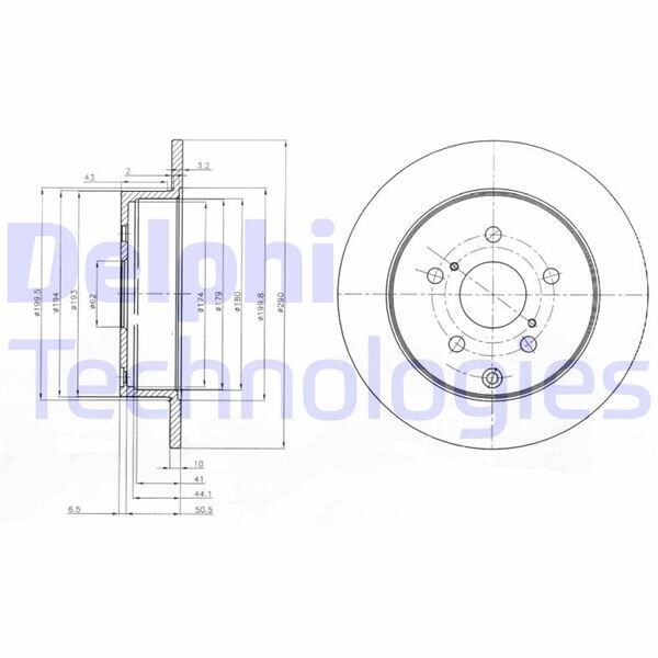 DELPHI BG4051 ARKA FREN DİSKİ DOLU TİP TOYOTA AVENSIS 2.0L 1AZ-FE 1AZFSE 1CD-FTV AZT250 CDT250 03-08 / COROLLA V ERSO 1.6L 3ZZ-FE ZNR10 04-09 2.2L 2ADFTV AUR10 04-09 1.8L 1ZZ-FE ZNR11 04-> 290 çap X 5 bijon - T - Görsel 1