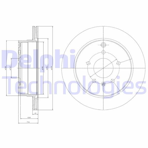 DELPHI BG4069 ARKA FREN AYNASI ANTARA 2.4-3.2 V6-2.0 CDTI 07>CHEVROLET CAPTIVA 2.4-3.2-2.0D 06> 303x20x5DLxHAVALI - Görsel 1