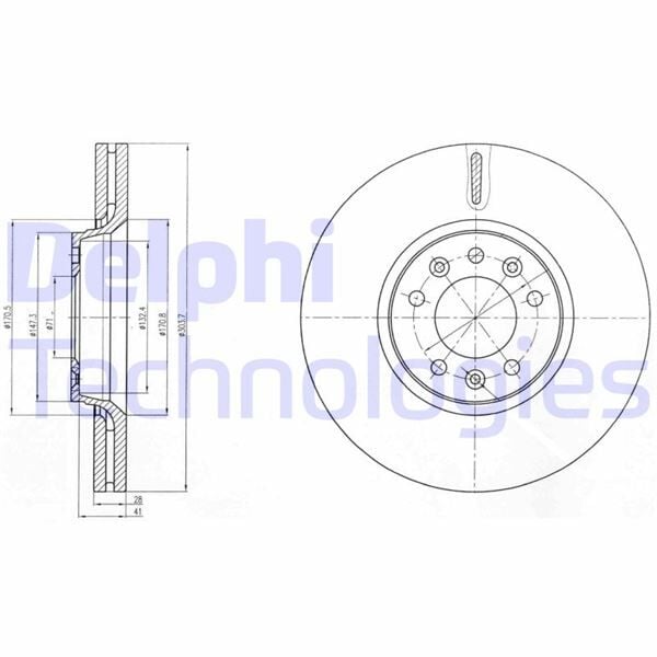 DELPHI BG4083C ÖN FREN AYNASI C5-JUMPY-EXPERT-SCUDO 2.0 07 > 304x28x41x48x5DLxHAVALI - Görsel 1