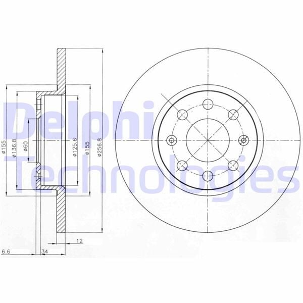 DELPHI BG4155 ÖN FREN AYNASI CORSA D 1.0 GRANDE PUNTO 1.2 257x12x10x4DL DOLU - Görsel 1