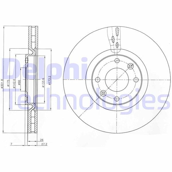 DELPHI BG4166 ÖN FREN AYNASI CORSA F e 19> MOKKA e 20> 208 19> 2008 19> 308 07> 3008 09> 5008 09> C4 20> DS5 15> DS3 18> 302x34x4DL HAVALI - Görsel 1