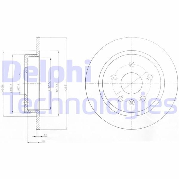 DELPHI BG4188 ARKA FREN AYNASI INSIGNIA A 08> SAAB 9-5 YS3G 10> 16 JANT 292x12x5DL DOLU - Görsel 1
