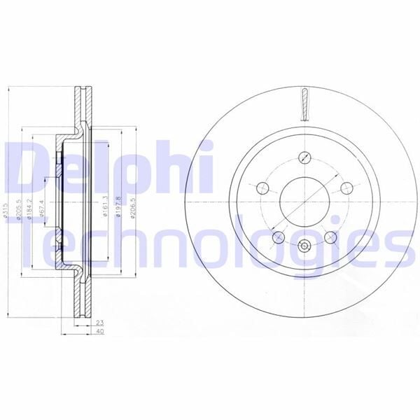 DELPHI BG4190 ARKA FREN AYNASI INSIGNIA A 08> SAAB 9-5 YS3G 10> 17 JANT-18 JANT 315x22.9x5DLxHAVALI - Görsel 1