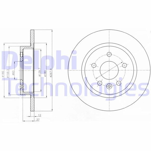 DELPHI BG4199C ARKA FREN AYNASI ASTRA J 09 > MOKKA 13 > CRUZE 09 > AVEO 11> TRAX 12> 268.5x12x5DL DOLU 569074-9 5527032-95527032 - Görsel 1