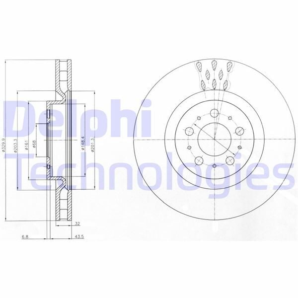 DELPHI BG4305C ÖN FREN AYNASI VOLVO S60 2.5T AWD 384 2003-2010 V70 II 284 2003-2007 330X5DL - Görsel 1