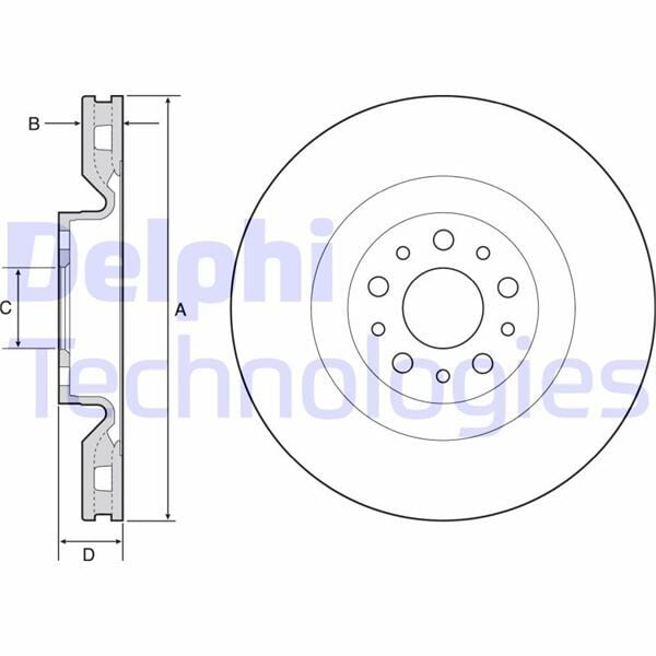 DELPHI BG4556 ÖN FREN AYNASI FIAT 500 L 13> DOBLO 10> OPEL COMBO 12> 305x28x45.8 HAVALI 5 DELİK - Görsel 1