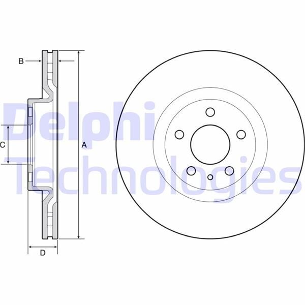 DELPHI BG4654C ON FREN DISKI FIAT 500L 12> 284x22x44 - Görsel 1