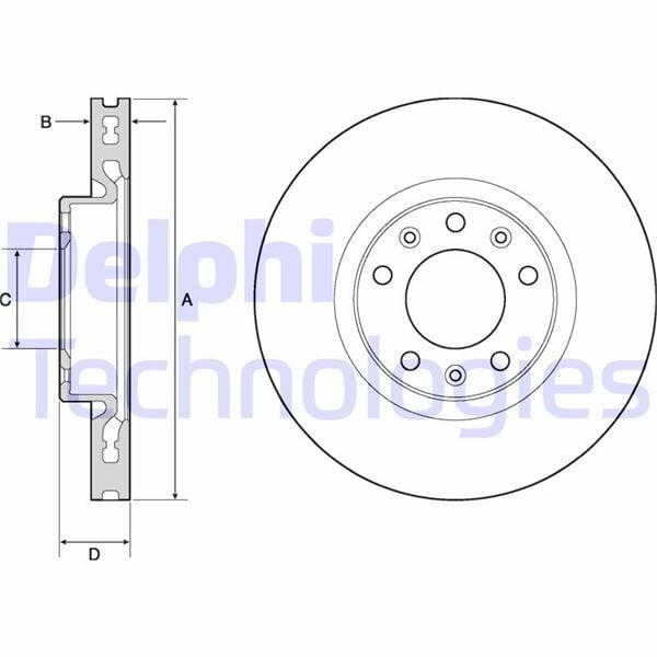 DELPHI BG4669C ÖN FREN AYNASI ASTRA L 21> COMBO E 18> BERLINGO 18> C4 13> PARTNER 18> 308 II-III 13> RIFTER 18> 283x48x5DL HAVALI - Görsel 1