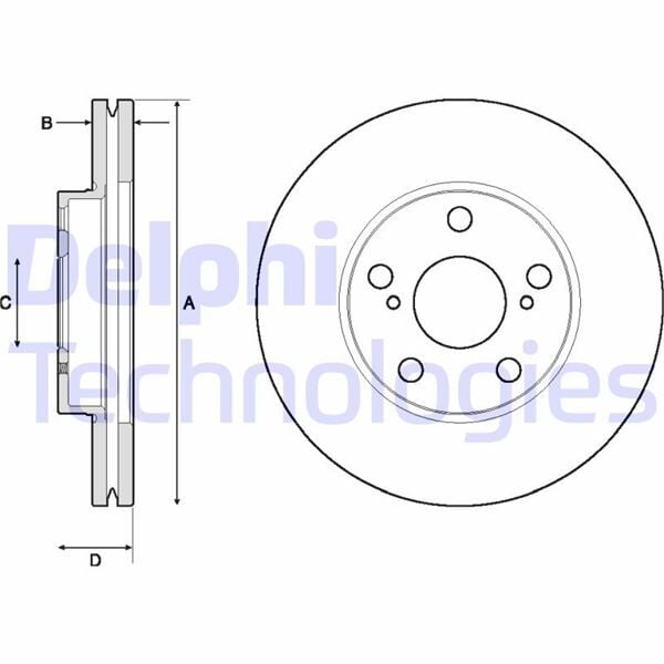 DELPHI BG4711C ÖN FREN DİSKİ HAVA KANALLI TOYOTA AURIS COROLLA 1.6L 1ZR-FAE ZRE181 ZRE185 13-18 1.4L 1ND-FTV D-4D NDE180 13-18 1.33L 1NR-FE NRE180 13-18 277 ÇAP X 5 BİJON - Takım disk fiyatıdır - Görsel 1