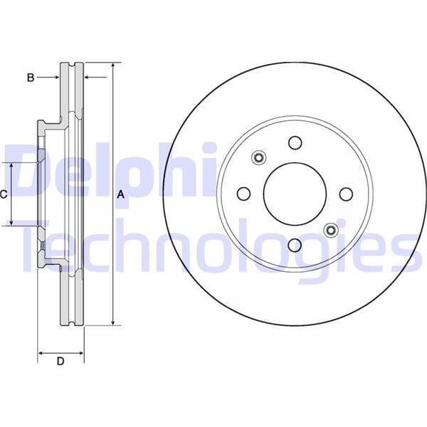 DELPHI BG4744C ÖN FREN DİSKİ HAVA KANALLI HYUNDAI ACCENT BLUE 1.4L 1.6L benzinli 10-> 1.6L CRDi dizel 10-> / KIA RIO 1.4L 1.6L benzinli 11-> 256 ÇAP X 4 BİJON - Takım disk fiyatıdır - Görsel 1