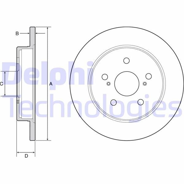 DELPHI BG4928C ARKA FREN DİSKİ DOLU TİP TOYOTA COROLLA CROSS 1.8L 2ZR-FXE ZVG12 21-> / CH-R 1.2L 8NRFTS NGX10 16- > 1.8L 2ZR-FXE HYBRID ZYX10 16-> / YARIS CROSS 1.5L M15A-FXE Hybrid MXPJ10 MXPB10 21-> 281 çap x 5 - Görsel 1