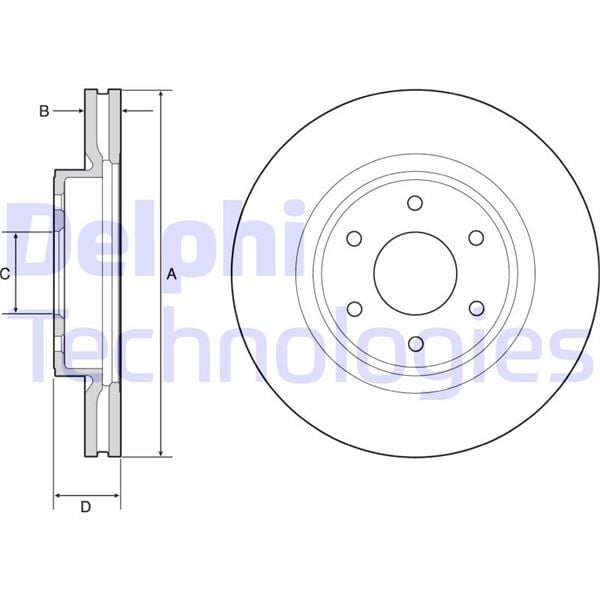 DELPHI BG4941 ÖN FREN DİSKİ HAVA KANALLI NISSAN NAVARA 2.3L YS23 D23 16-> 296 çap x 6 bijon - Takım disk fiyat ıdır - Görsel 1