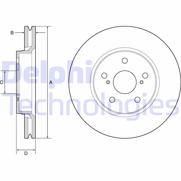 DELPHI BG4952C ÖN FREN DİSKİ HAVA KANALLI TOYOTA CH-R 1.2L 8NRFTS NGX10 16-> 1.8L 2ZR-FXE HYBRID ZYX10 ZYX11 16- > - 299 çap X 5 bijon Takım disk fiyatıdır - Görsel 1