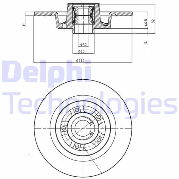 DELPHI BG9026RS ARKA FREN AYNASI RENAULT LAGUNA II 01>07 SCENIC II 05>08 274x11x5D - Görsel 1