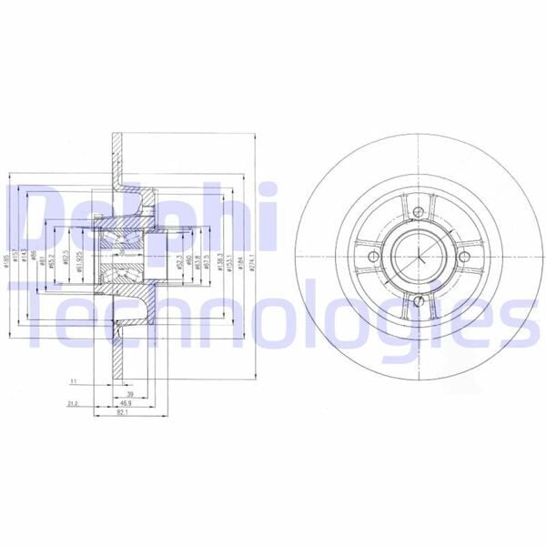 DELPHI BG9029RS ARKA FREN AYNASI RENAULT MEGANE I 99>03 SCENIC 99>01 1.4-1.6 16V 1.9 DCİ 20 16V 274x10.9x4DL - Görsel 1