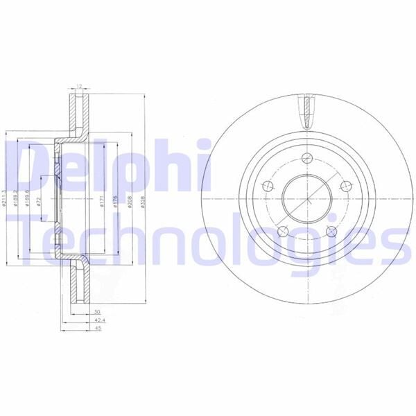 DELPHI BG9058 FREN DİSKİ ÖN JEEP CHEROKEE 03>10 328MM/30MM - Görsel 1