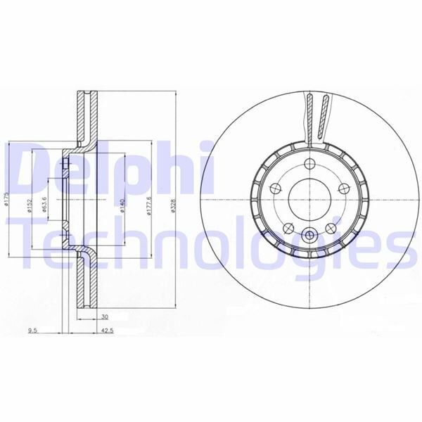 DELPHI BG9085 FREN DİSKİ ÖN VOLVO XC60 08> ÖLÇÜLER: 328x30x28 - Görsel 1