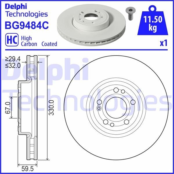 DELPHI BG9484C FREN DISKI ON MERCEDES GLE-CLASS V167 18>23 - Görsel 1