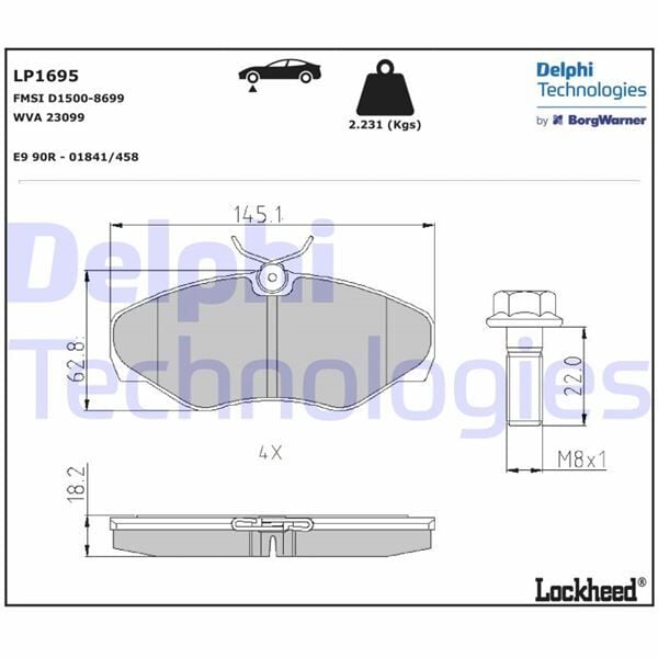 DELPHI LP1695 ÖN BALATA RENAULT TRAFIC II 01> OPEL VİVARO 01> - Görsel 1
