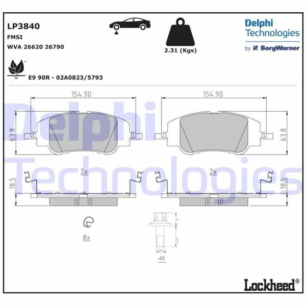 DELPHI LP3840 ÖN FREN BALATASI CORSA F e 19> MOKKA e 20> 208 19> 2008 19> C4 20> DS3 18> 302mm - Görsel 1