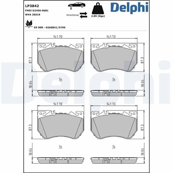 DELPHI LP3842 FREN BALATASI ON MERCEDES W206 S206 C236 A236 W214 S214 C254 X254 SPOR TIP - Görsel 1