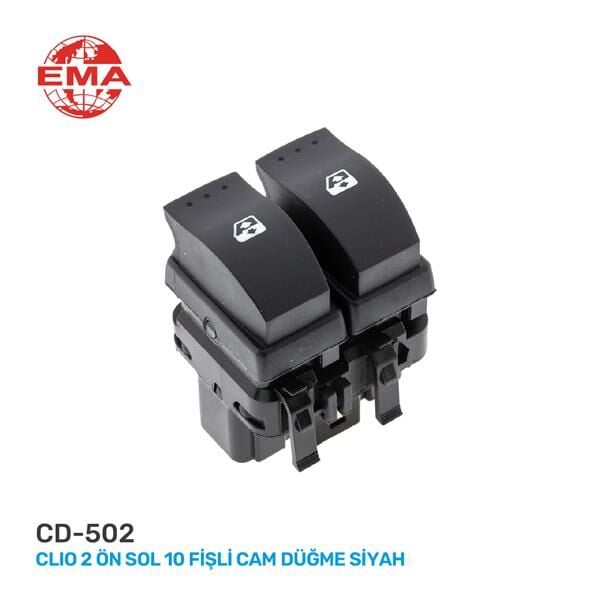 EMA CD-502 CAM AÇMA ANAHTARI ÖN SOL MEGANE 2 10 FİŞLİ GRİ - Görsel 1