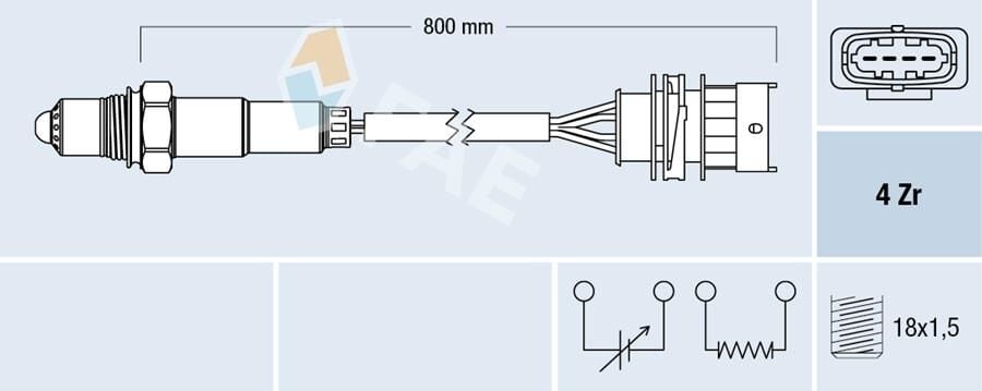 FAE 77157 OKSİJEN SENSÖRÜ ASTRA G-CORSA C-VECTRA B 1.4-1.6 Z16XE-Z14XE EGSOZ BORUSUNA - Görsel 1