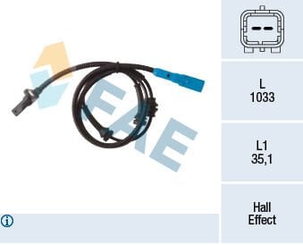 FAE 78313 ABS DEVİR SENSÖRÜ ÖN CROSSLAND-P207-P208-P301-P2008-BIPPER-C-ELYSEE-C3 AIRCROSS-C3 II-III C4 CACTUS- NEMO-DS3 - Görsel 1