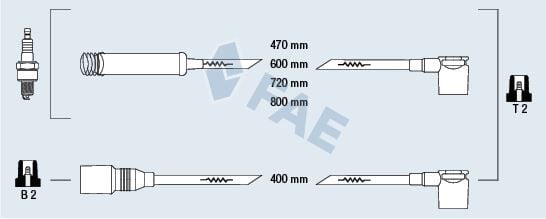 FAE 83570 BUJİ BOBİN KABLO TAKIMI SİLİKON SET OPEL ASTRA F-VECTRA A-ASCONA C-KADETT E 1.4-1.6i 8V NZ-NV-SV - Görsel 1